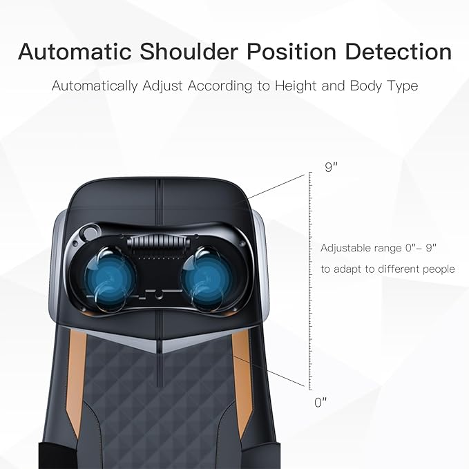 CLORIS Neck Back Massager with Heat, Automatic Adjustable Neckrest, 3D Shiatsu Compress & Rolling Massage Chair Pad for Full Body Relaxation, Home Office Chair Use, Gift for Family & Friends Blue - Bloomnest