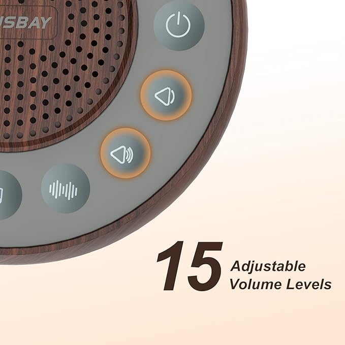 Housbay White Noise Machine with 31 High Fidelity Soothing Sounds, 5W High Power Loud Enough Speaker, Easy Volume Control, Sleep Timer, Sound Machine for Baby, Kids, Adults, Light Sleeper -Wood Grain - Bloomnest