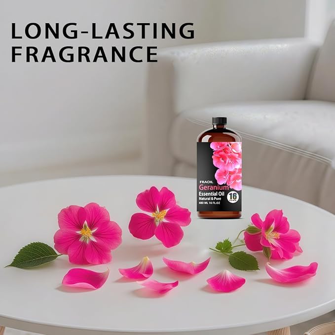 Geranium Essential Oil, Geranium Oil 16 Fl Oz 480 ML for Diffuser Humidifier Yoga Cleaning DIY Candle Soap Making Perfume Gift for Women Essential Oils - Bloomnest