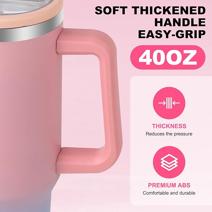 40 oz Tumbler with Handle and Flip Straw Lid, Vacuum Insulated Leak Proof Double Walled Stainless Steel Travel Mug Tumblers, Maintains Cold Ice and Heat for Hours(Pink Blue Gradient) - Bloomnest