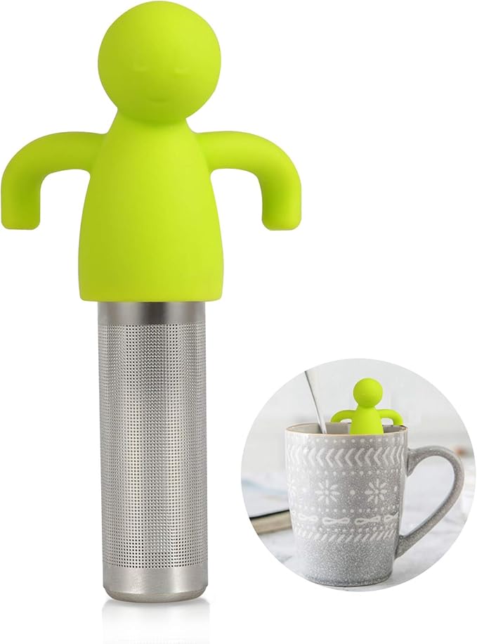 Tea Infuser for Loose Tea Extra Fine Mesh Tea Steeper with Cute Design Tea Strainer Ball with Silicone Handle for Tea Cup Mug, Stainless steel Green - Bloomnest