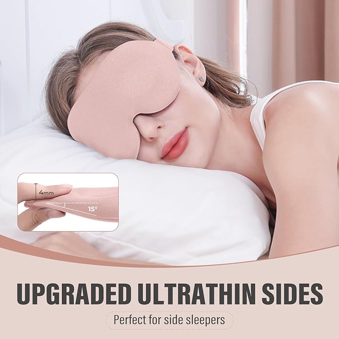 YIVIEW Sleep Mask for Side Sleeper, Complete Light Blocking 3D Pink Sleeping Eye Mask, Soft Breathable Eye Cover for Women Men, Relaxing Zero Pressure Night Blindfold - Bloomnest