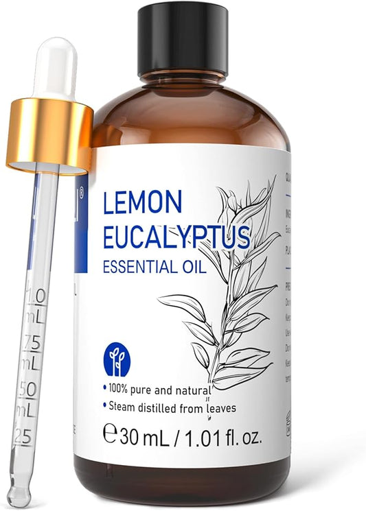 HIQILI Lemon Eucalyptus Oil, for Spary, Diffuser, Indoors, Outdoors, Garden, Yard, 100% Pure Natural - 1.01 Fl Oz - Bloomnest