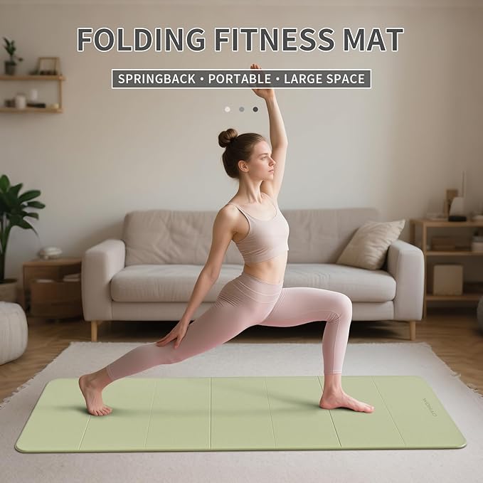 7-Fold Yoga Mat 70"x24" - 1/2 Inch Thick Folding Exercise Mat, Compact Non-Slip TPE Mat for Travel, Storage, Yoga & Home Gym, Lightweight & Portable - Bloomnest