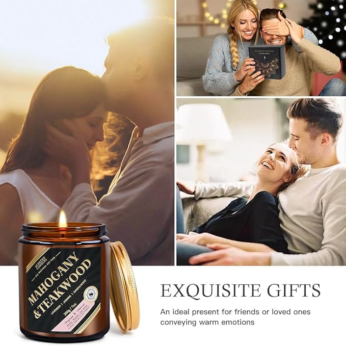 Men Candles, 4 Pack Scented Candle Set - 28oz 300 Hours Long Lasting Candles for Home Scented, Gifts for Men, Birthday, Christmas Day, Anniversary,Jasmin/Oud/Sandalwood/Mahogany - Bloomnest
