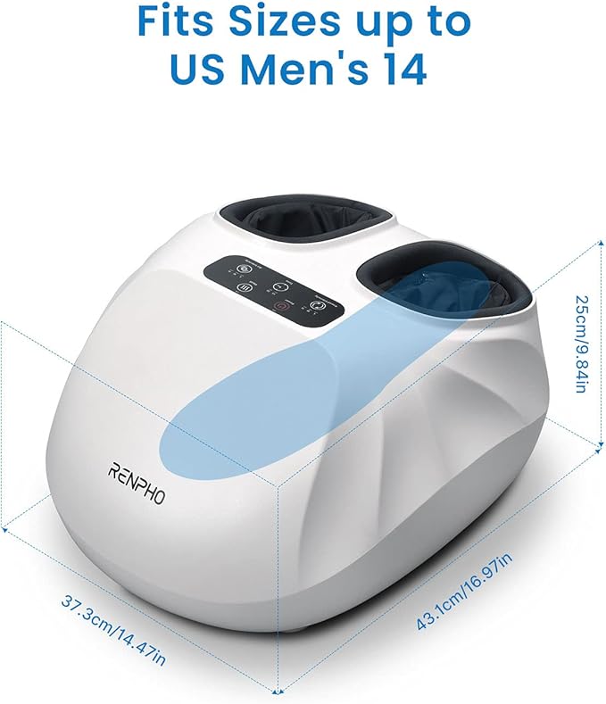 RENPHO Foot Massager Machine with Heat [2026 Upgraded], Shiatsu Foot Massager for Plantar Fasciitis, Birthday Gifts for Women, Wireless Control, Up to Size 14, WH