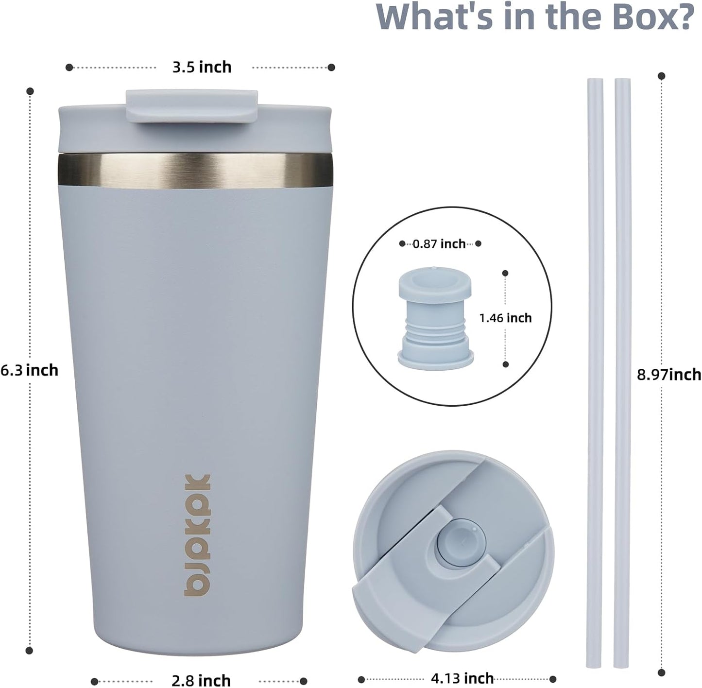 BJPKPK 18oz Stainless Steel Insulated Tumbler With lid And Straw Travel Coffee Thermal Tumblers Cup For Women And Men,Modern Blue