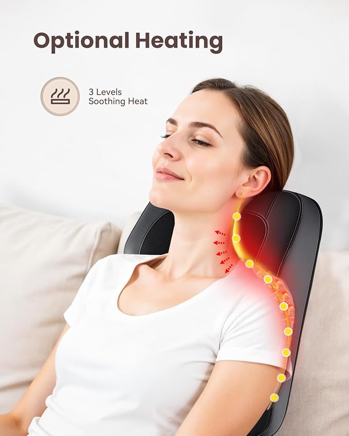 COMFIER Back Massager for Back Pain Deep Tissue 3D Shiatsu Neck Back Massager with Heat & Vibration Massager for Neck Shoulder Back Massage for Chair Heated Massage Cushion, Gifts/Presents for Mom Dad - Bloomnest