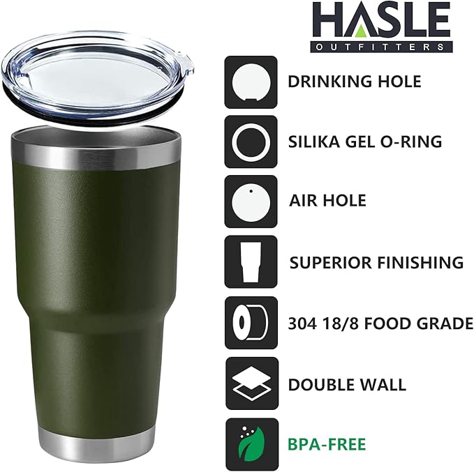 HASLE OUTFITTERS 30oz Stainless Steel Tumbler, Double Wall Vacuum Insulated Travel Mug Tumbler, Durable Insulated Coffee Mug, Gift Box Set (Amey Green, 1) - Bloomnest