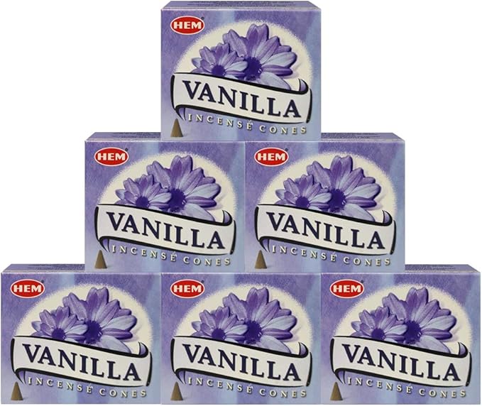 TRUMIRI Incense Cone Holder Bundle with Hem Vanilla Incense Cones - Pack of 6 (Approx 60 Cones) TRUMIRI