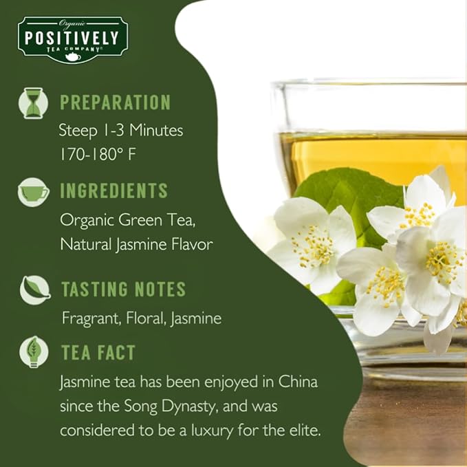 Organic Positively Tea Company, Jasmine Green Tea Bags, 20 Count - Bloomnest