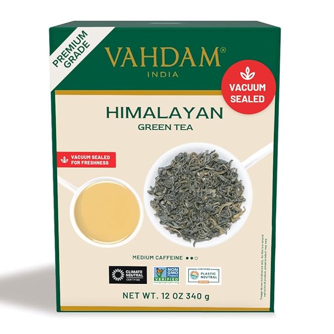 VAHDAM, Green Tea Leaves From Himalayas 170+ Cups (12oz) High Elevation Grown Green Tea Leaves From Himalayas | Pure Unblended Single Origin Green Loose Leaf Tea | Vacuum Sealed - Bloomnest
