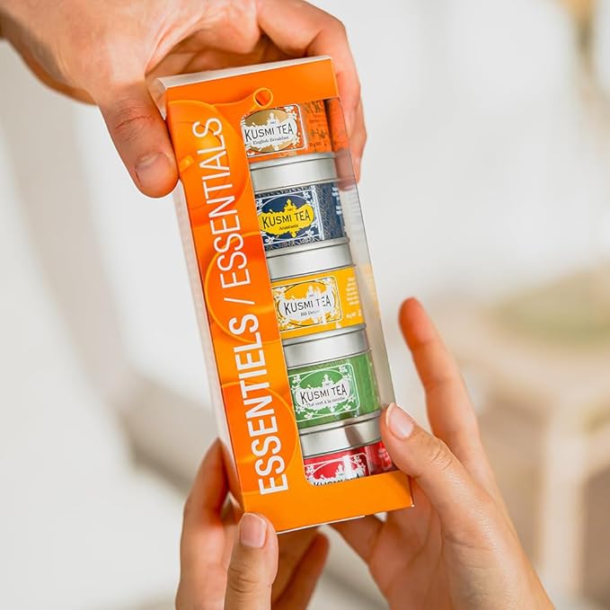 Kusmi Tea - Sampler Assortment Variety Box - Gift Idea for Men and Women - Organic Tea - Green Tea, Black Tea, Herbal Tea, Detox - Loose Leaves - 5 Tins of 0,9 oz - Bloomnest