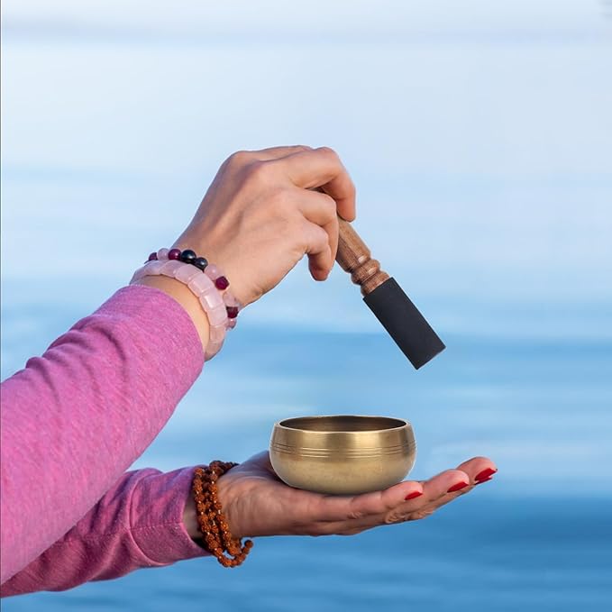Kmise Tibetan Singing Bowls Set- Handmade in Nepal Meditation Sound Bowls for Yoga, Meditation, Mindfulness, Healing and Chakra Balancing, Stress Relief (3.5', World Tree) - Bloomnest