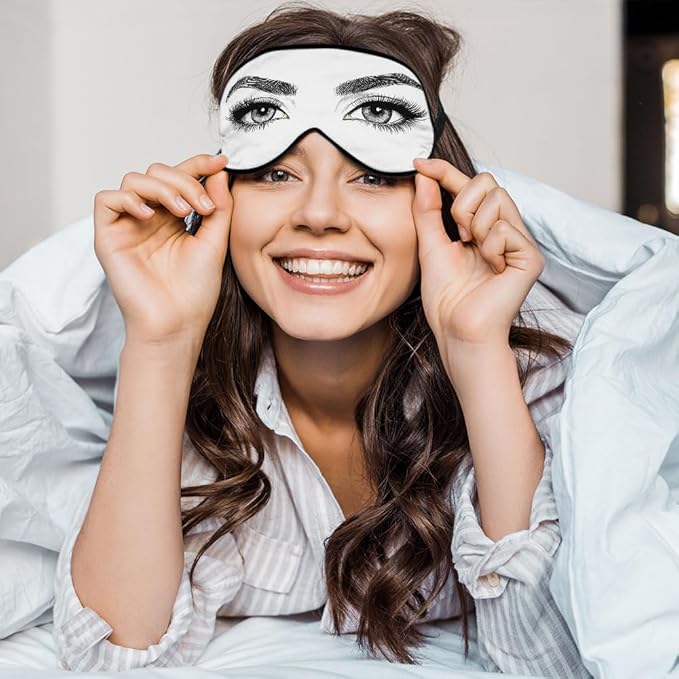 Sexy Eyes Sleep Eye Mask Woman Eyelashes Eyebrows Beautiful Silk Eye Mask Sleeping Soft Eye Shade Cover for Men Women Boy Girl Airplane Travel with Elastic Strap - Bloomnest