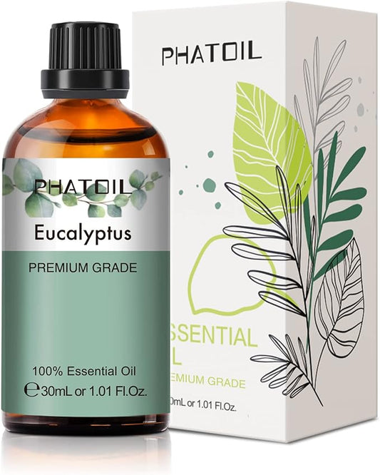 PHATOIL Eucalyptus Essential Oil 30ML, Pure Eucalyptus Essential Oils for Diffuser, Humidifier, Aromatherapy, Perfect for DIY Soap, Candle, Bath Bombs Making PHATOIL