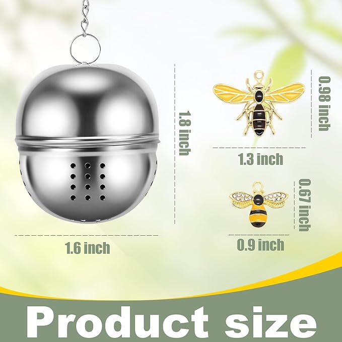 2Pcs Stainless Steel Mesh Tea Infuser, 2.1 inch Tea Infuser Ball with Cute Honey Bee Pendant,Tea Strainer Tea Diffuser Tea Steeper for Filtering Tea,Tea Infusers for Loose Tea