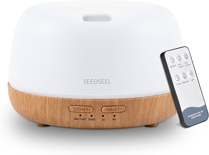 300ML Essential Oil Diffuser with 7-Color LED Lights and Remote Control, Modern Minimalist Design, High-Efficiency Ultrasonic Mist Aromatherapy Diffuser for Home - Bloomnest