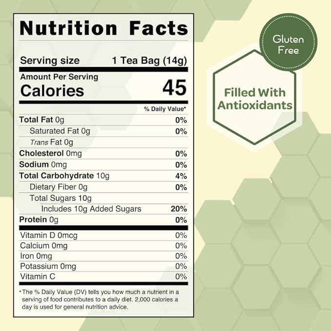 True Honey Green Tea Bags - Honey Crystals Blended in Every Sachet - Supportive Heart Antioxidants - All Natural Contains Caffeine Tea Bag 24 Count - Bloomnest