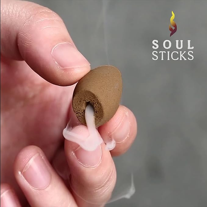 Soul Sticks Backflow Incense Cones – 40 PCS Sage, Palo Santo & Dragon's Blood Scents | Handmade White Smoke Cones for Waterfall Burner | Energy Cleansing Gift Set (White Sage) SoulSticks