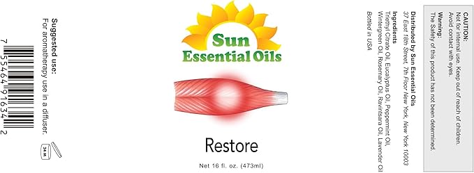 Sun Essential Oils Deep Muscle Ease Blend Essential Oil 16oz for Aromatherapy Diffuser, and Muscle Ease - Bloomnest