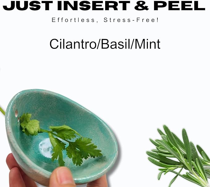 Herb Stripper Bowl, 4-Hole Resin Herb Stripper Tool for Kitchen &Garden, Easy Clean Herb Stem Remover with Ergonomic Handle, Fit Kitchen Gadgets for Home Cooks&Gardeners (Resin ceramic,Cyan) - Bloomnest