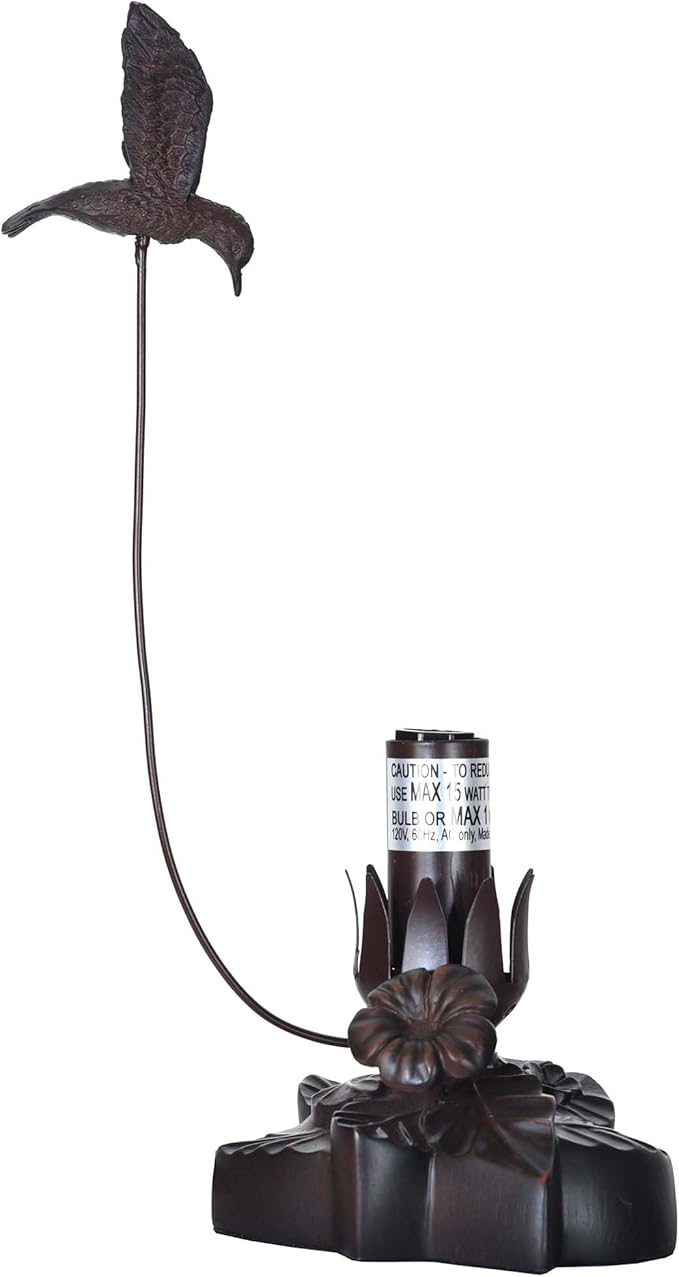 Bieye LL08 Hummingbird Flying Over Lily Flower Blown Glass Table Lamp for Home Decor (White Cyan, 4.25Wx12H)