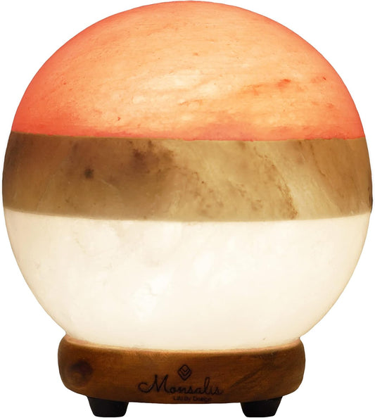 Dual Illumination Salt Rock lamp - Modern Globe Pink White and Grey Design of Salt Lamps with dimmer, Adjustable Glow. 100% Real Himalayan Crystal Round Salt Night Light