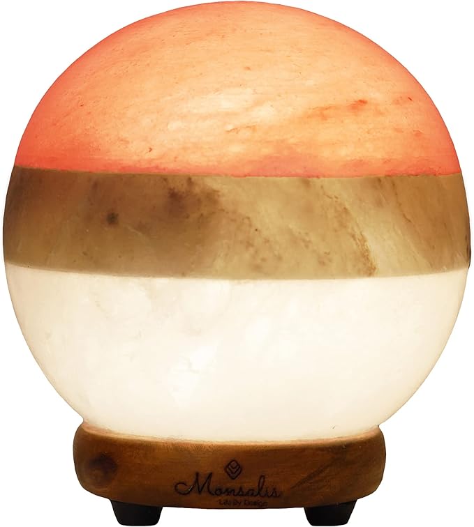 Dual Illumination Salt Rock lamp - Modern Globe Pink White and Grey Design of Salt Lamps with dimmer, Adjustable Glow. 100% Real Himalayan Crystal Round Salt Night Light - Bloomnest