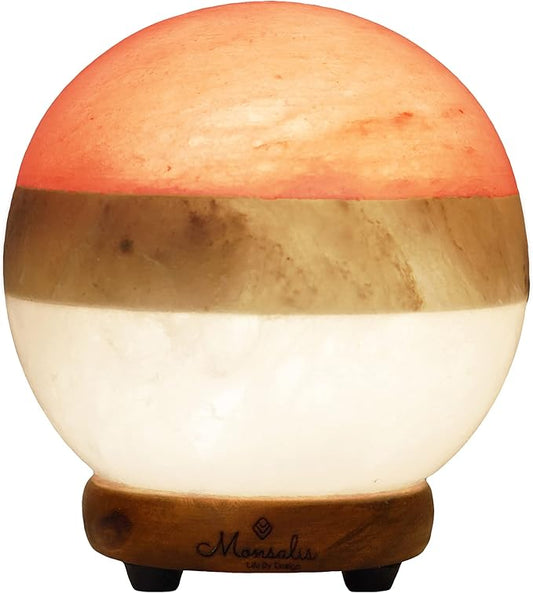 Dual Illumination Salt Rock lamp - Modern Globe Pink White and Grey Design of Salt Lamps with dimmer, Adjustable Glow. 100% Real Himalayan Crystal Round Salt Night Light - Bloomnest