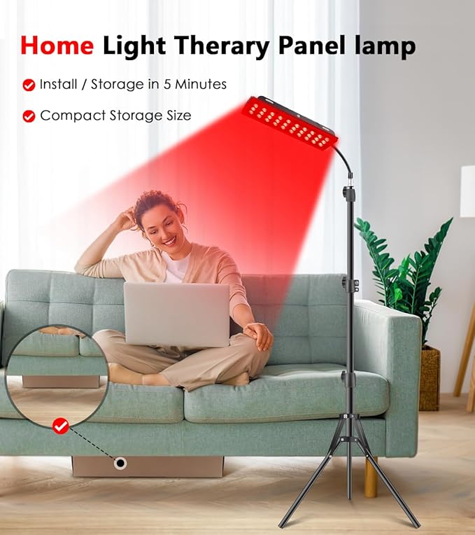 Red Light Therapy Lamp, Infrared Light Therapy with Stand - 660nm Redlight and 850nm Near Infrared Light Device for Body Pain Relief Skin Care Astarexin