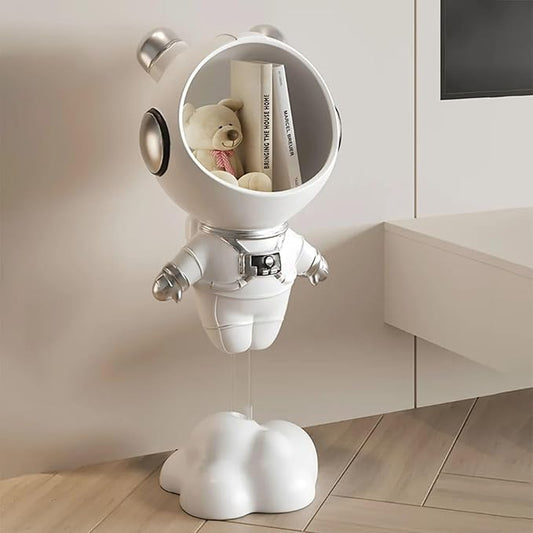 Modern Astronaut Statues White Spaceman Sculpture Floor Figurine Ornament End Side Table with Storage for Home Decoration - Bloomnest