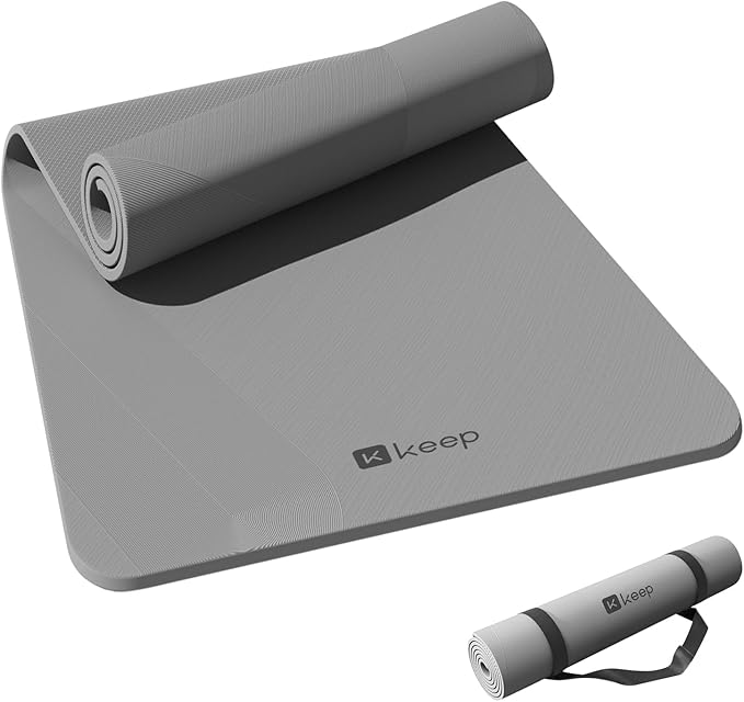 KEEP Yoga Mat, 32" Extra Wide Exercise Mat with Strap for Men and Women, 7mm Thick Double-Sided Non-Slip Eco-friendly Yoga Mat for Pilates, Workout and Fitness - Bloomnest
