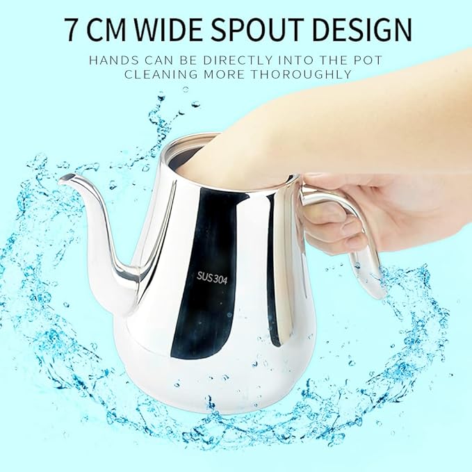 SANQIAHOME Stainless Steel Teapot with strainer Tea Pot With Removable Infuser or filter for Loose Leaf and Tea Bags cold water Pitcher Tea Maker Dishwasher Safe (silver, 1550ml(51Oz)) - Bloomnest