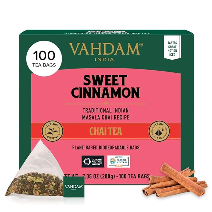 VAHDAM, Sweet Cinnamon Tea | 100 Tea Bags | 100% Natural Spices | Cinnamon Masala Chai Tea Recipe | Spiced Chai Tea Bag | Brew as Hot or Iced - Bloomnest