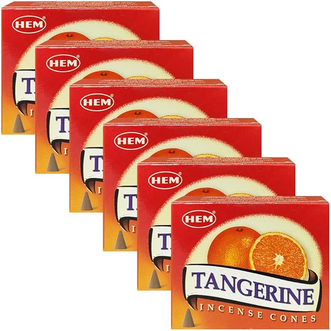 TRUMIRI Incense Cone Holder Bundle with Hem Tangerine Incense Cones - Pack of 6 (Approx 60 Cones) TRUMIRI