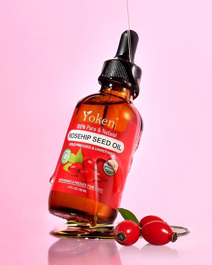 Organic Rosehip Seed Oil for Face,100% USDA Pure Rosehip Oils for Skin,Scars,Hair & Nails.2 fl Oz Cold Pressed Rose HIPS Oils for Skin Care, Anti-Aging, Scar Treatment, GUA SHA Massage Carrier Oil - Bloomnest