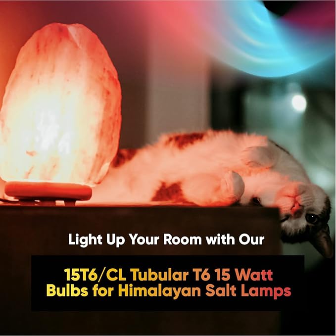 lumenivo 15 Watt Bulbs for Himalayan Salt Lamps 15T6/CL Tubular T6 15 Watt Candelabra Bulb E12 Base Light Bulbs for Exit Signs - Clear - 120V - 2 Pack - Bloomnest