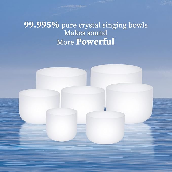 SOLSHINE 6-12 Inch Crystal Singing Bowl Set of 7 For Sound Healing With 2pcs Free Heave Duty Carring Case Crystal Mallet And O-ring Sound Repairer - Bloomnest