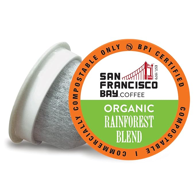 San Francisco Bay Compostable Coffee Pods - Organic Rainforest Blend (80 Ct) K Cup Compatible including Keurig 2.0, Medium Dark Roast - Bloomnest