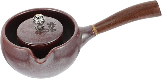 Japanese Style Ceramic Tea Kettle Retro Porcelain Teapot for Home Office Travel Practical Smooth Surface Easy Clean Small Capacity Tea Container in Wine Red