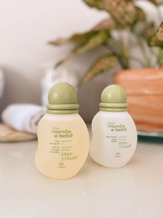 Natura - Mamãe e Bebê Baby Massage Oil - 100% Vegan - Safe & Gentle Lightweight Formula - 99% Natural Origin - All Skin Types - Cruelty Free - Brazilian Beauty - Baby Essentials - 3.38 fl oz (100ml) - Bloomnest