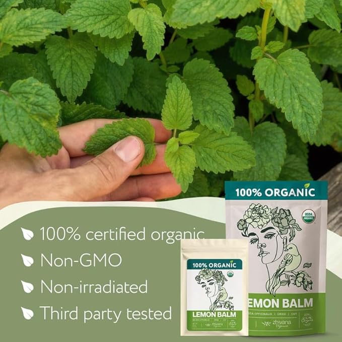 Lemon Balm Tea Organic - Lemon Balm Herb Loose Leaf - Melissa Tea, Tolonjil Tea Organic –- Anti-Stress, Sleep, Blood Pressure, Digestion - 4 Oz - Bloomnest