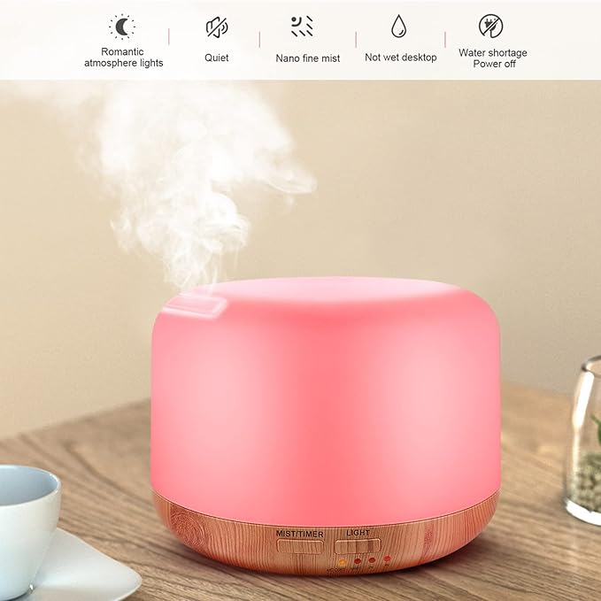 300ML Essential Oil Diffuser, Remote Control Ultrasonic Aromatherapy Oil Diffusers Cool Mist Humidifier, Waterless Auto-Off and 7 LED Light Colors for Bedroom, Yoga, SPA, Baby - Bloomnest