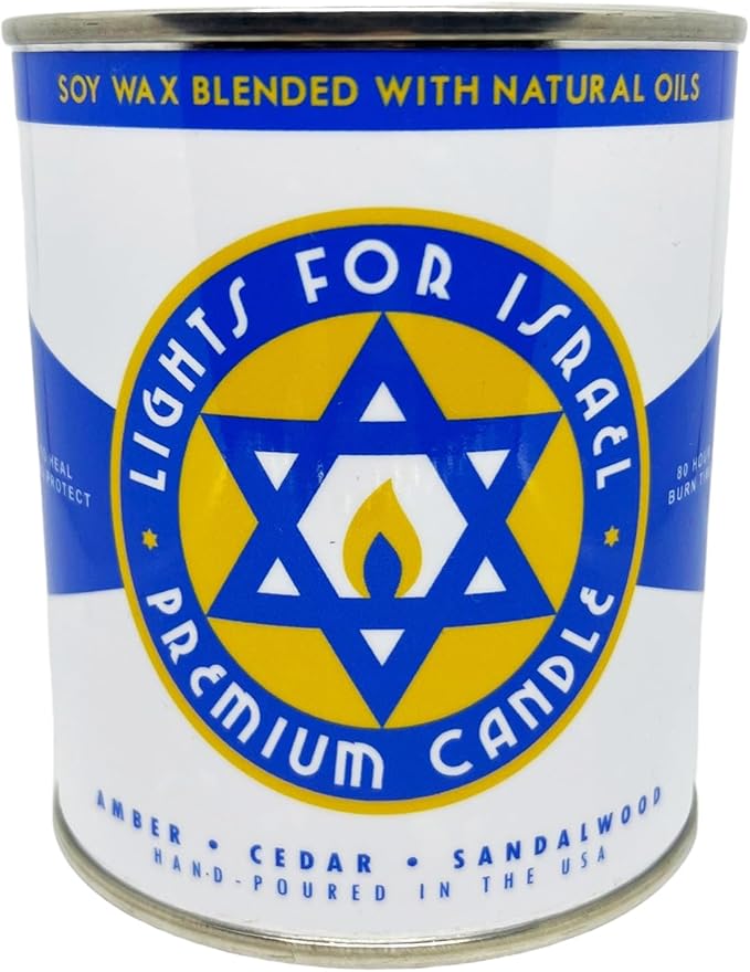 Long-Burning, One-Pint Premium Candles for Men | Vintage Inspired Oil Can Design | Soy Wax, Vegan Friendly, Made in The USA | Fury Bros. | Classically Cool (Lights for Israel) - Bloomnest