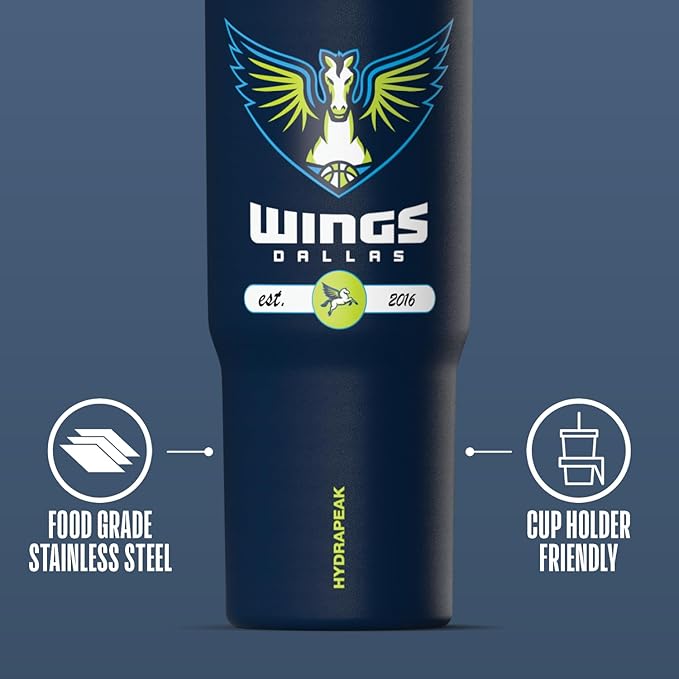 Hydrapeak x WNBA Officially Licensed Dallas Wings 32 oz Nomad Tumbler with Handle and Straw Lid, Leakproof Stainless Steel Water Bottle - Bloomnest