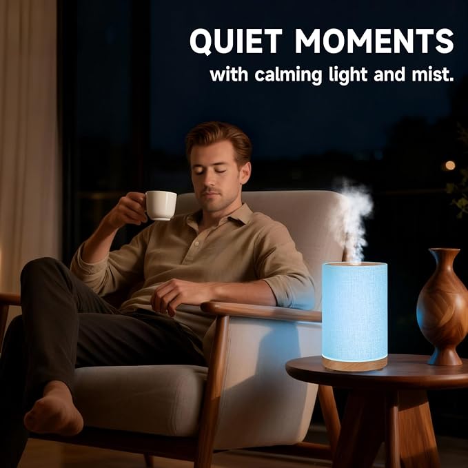 URPOWER 100ML Essential Oil Diffusers for Home with Linen Cover 7 Color Changing Lights, Timer & Auto-Off Scent Diffuser Oil Machine Humidifier Aromatherapy Air Diffusers for Bedroom, Office - Bloomnest
