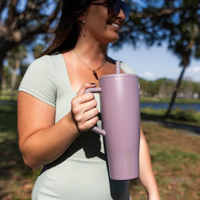 BrüMate Era 40 oz Tumbler with Handle and Straw | 100% Leakproof Insulated Water Bottle Tumbler with Lid and Flexible SoftSip Straw | Made of Stainless Steel | Cup Holder Friendly | 40oz (Lilac Dusk) - Bloomnest