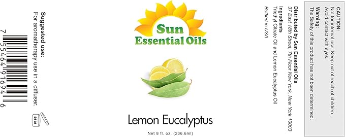 Sun Essential Oils 8 oz Lemon Eucalyptus Essential Oil – Aromatherapy Oil - Bloomnest