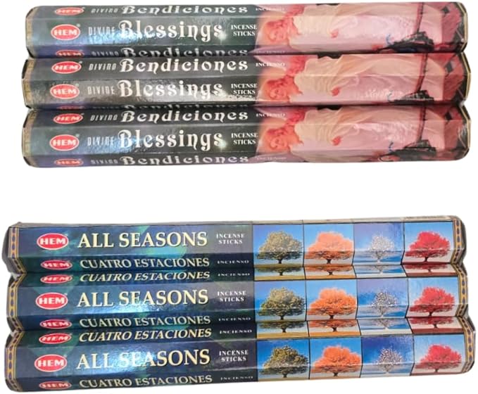 Sandalwood & Vanilla Incense from Hem Bundled with ANKCIENSE Incense Holder Bundle, Variety Pack of 120 Sticks (All Seasons & D Blessings) ANKCIENSE